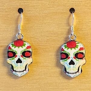 Sugar Skull Earrings on Sterling Silver French Earwires E061